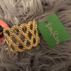 Lilly Pulitzer thick gold braided cuff bracelet